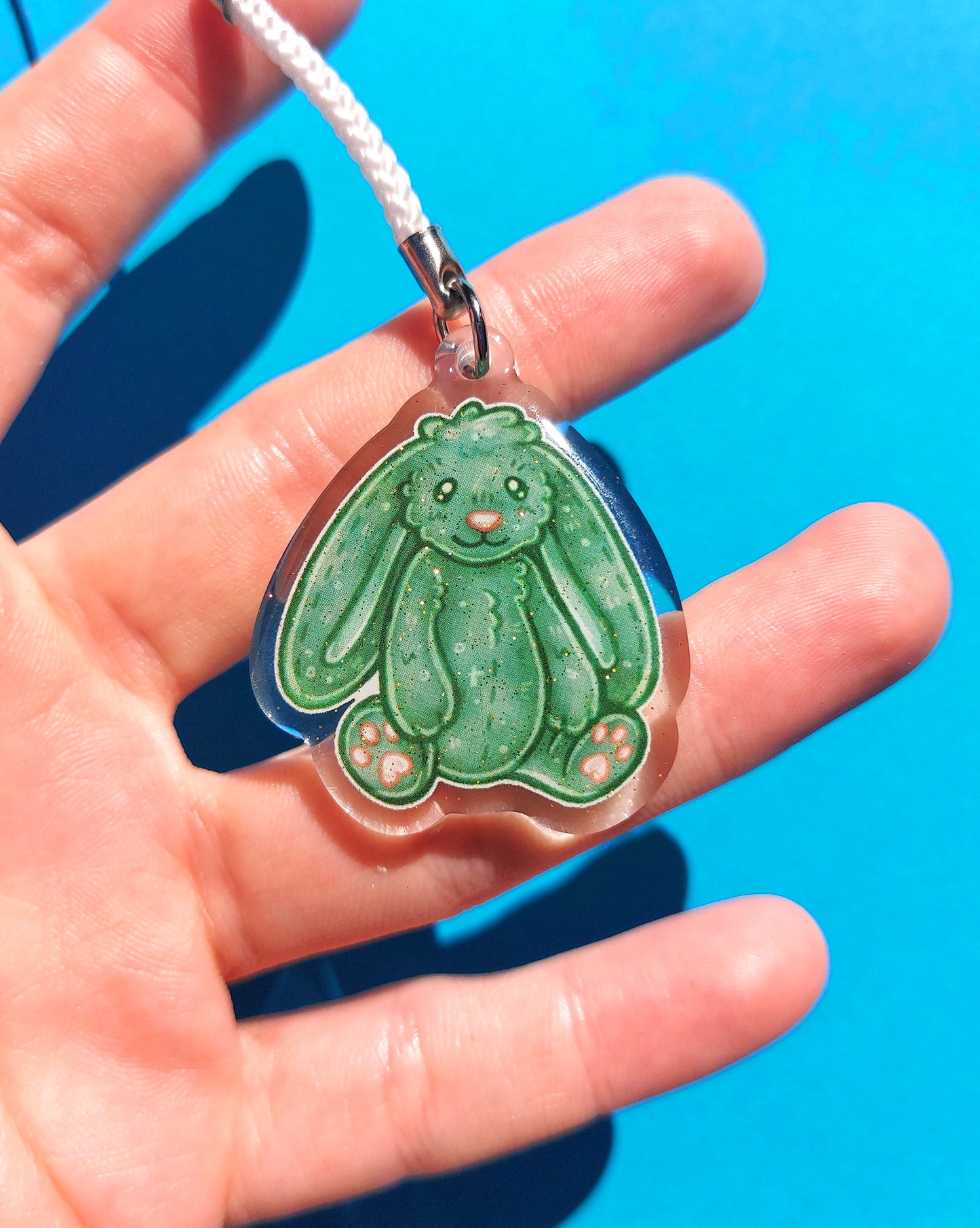 Bunny Clear Glitter Epoxy Acrylic Phone Charms