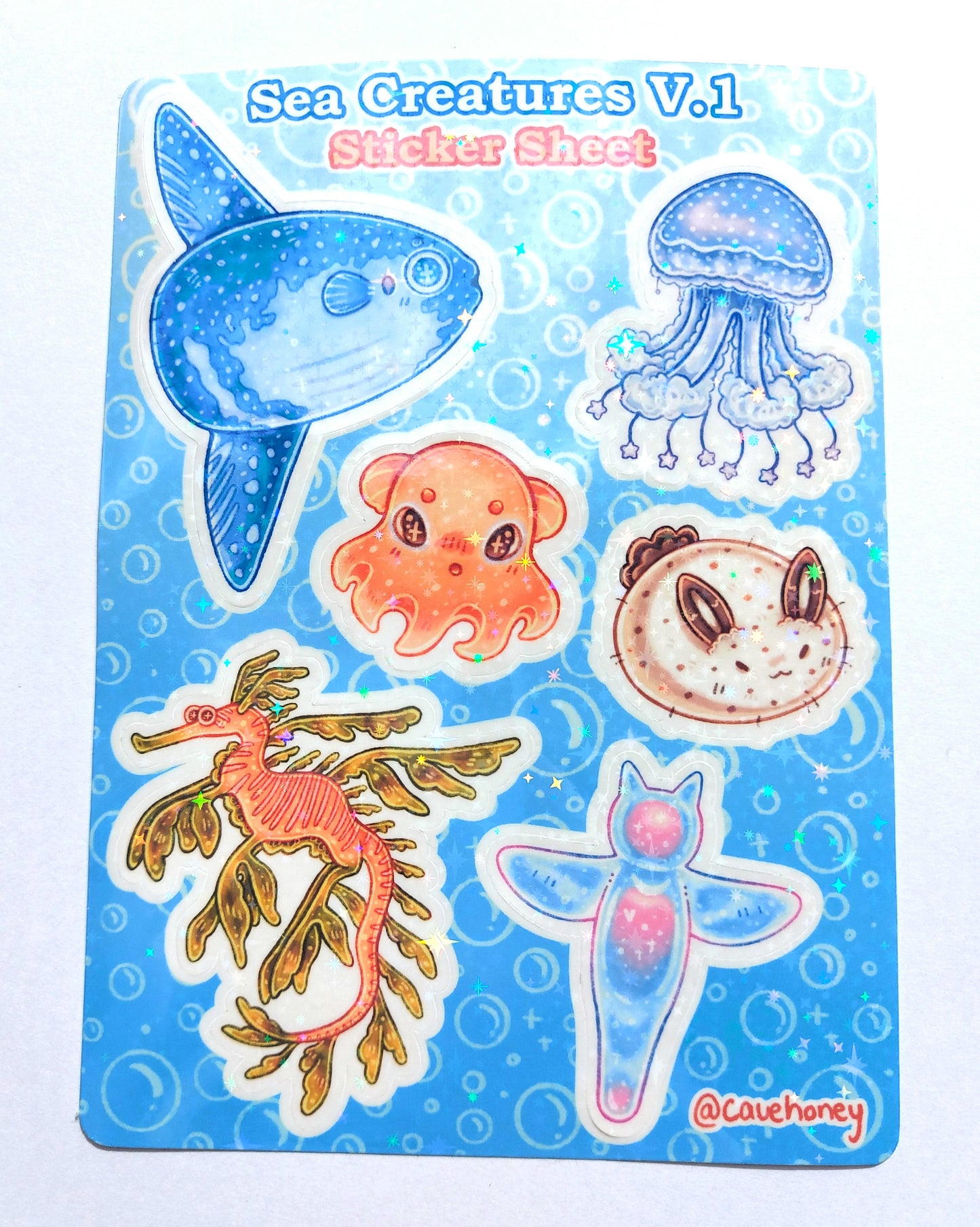Sea Creatures V.1 Sparkly Vinyl Sticker Sheet