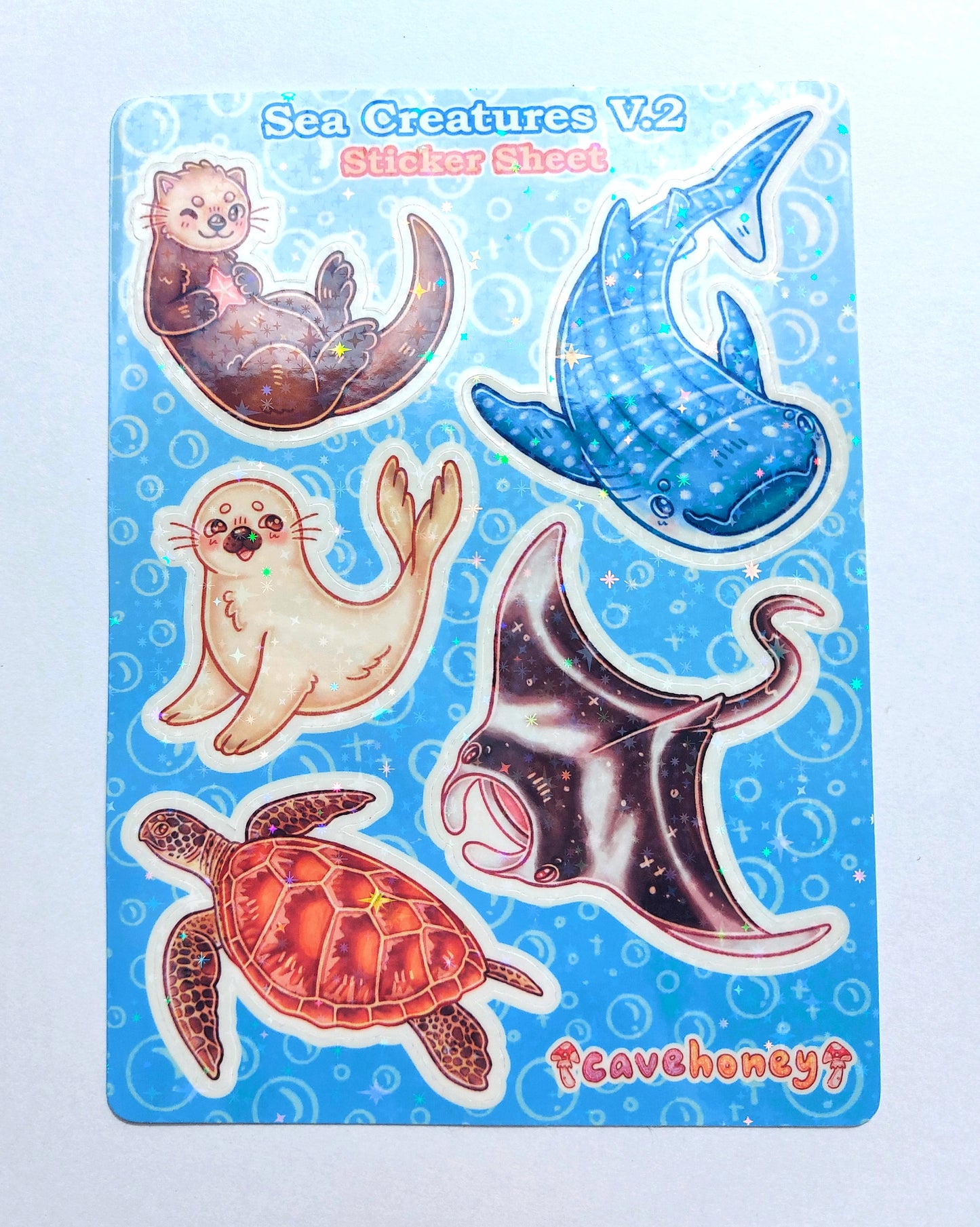 Sea Creatures V.2 Sparkly Vinyl Sticker Sheet