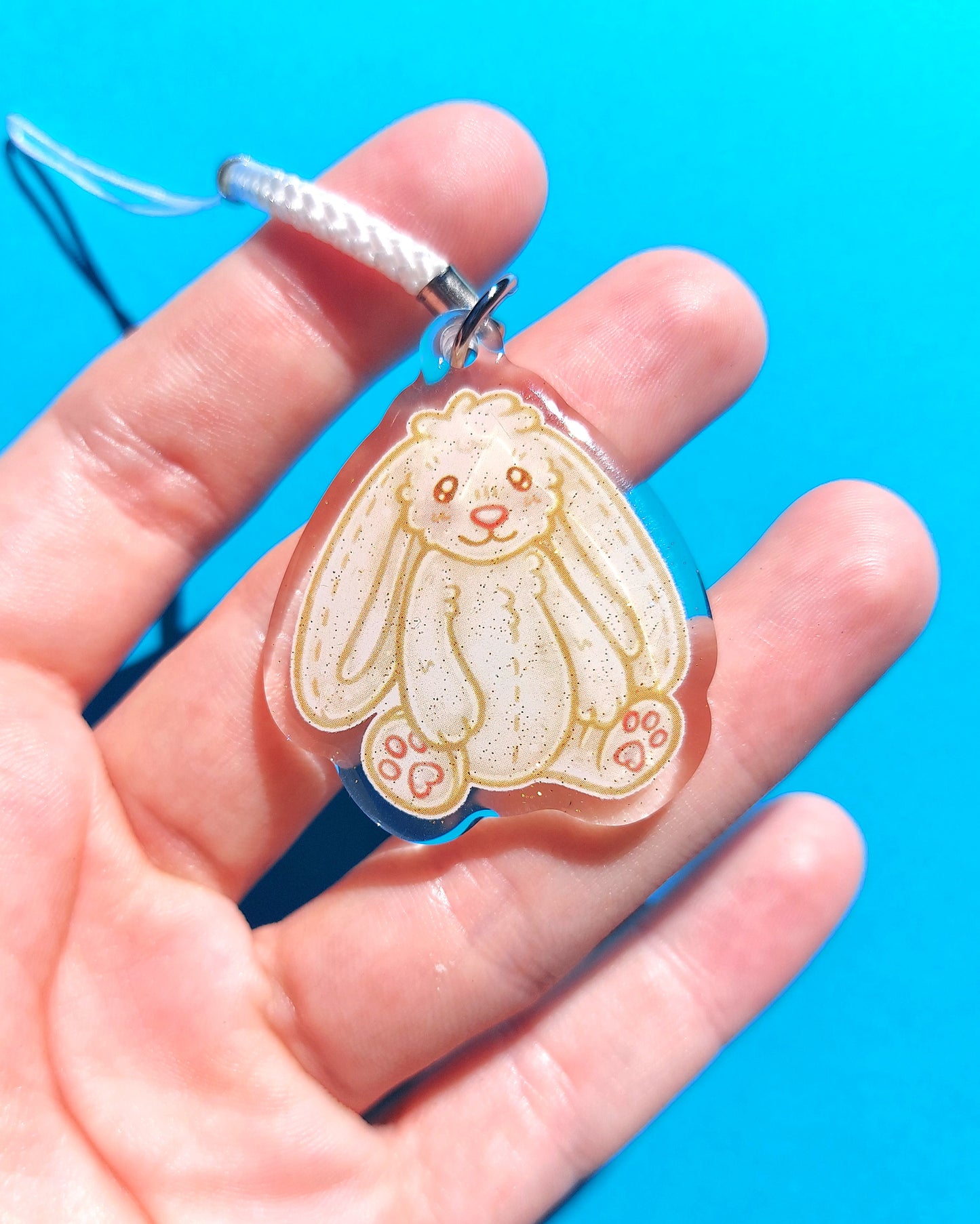 Bunny Clear Glitter Epoxy Acrylic Phone Charms