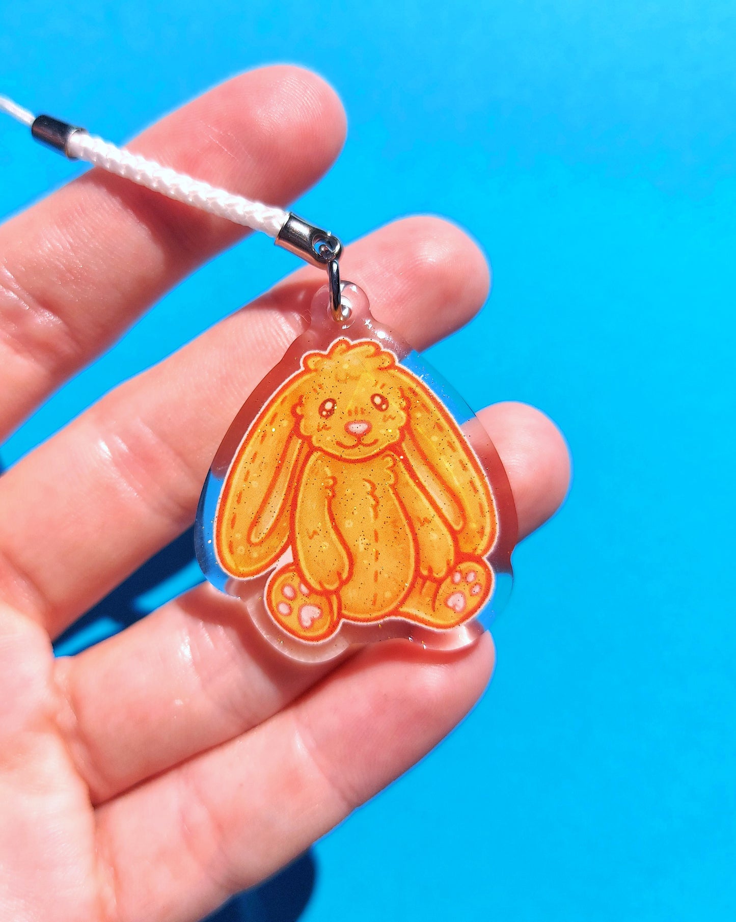 Bunny Clear Glitter Epoxy Acrylic Phone Charms