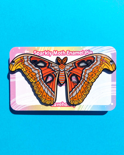 Atlas Moth Glittery Enamel Pin