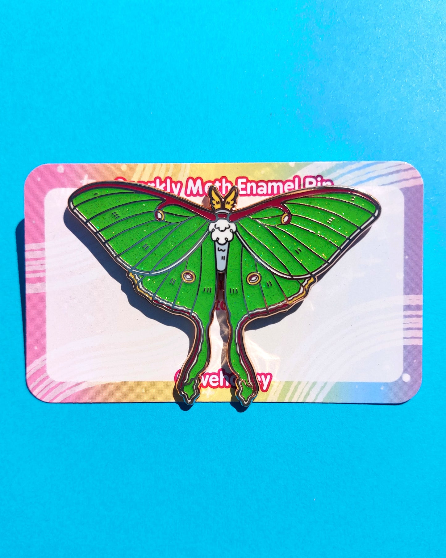 Luna Moth Glittery Enamel Pin