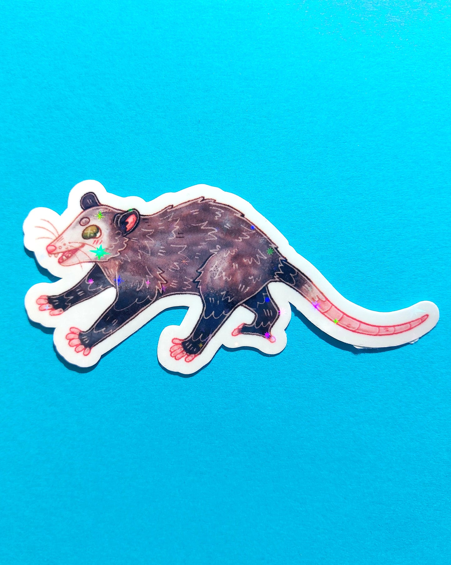 Opossum Sparkly Vinyl Sticker
