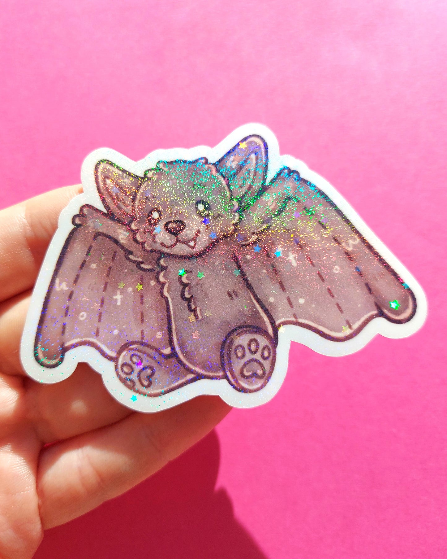 Bat Plushie Sparkly Vinyl Sticker