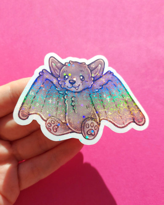 Bat Plushie Sparkly Vinyl Sticker