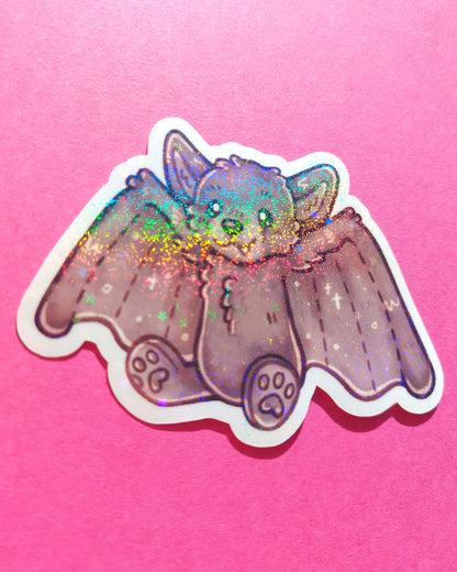 Bat Plushie Sparkly Vinyl Sticker