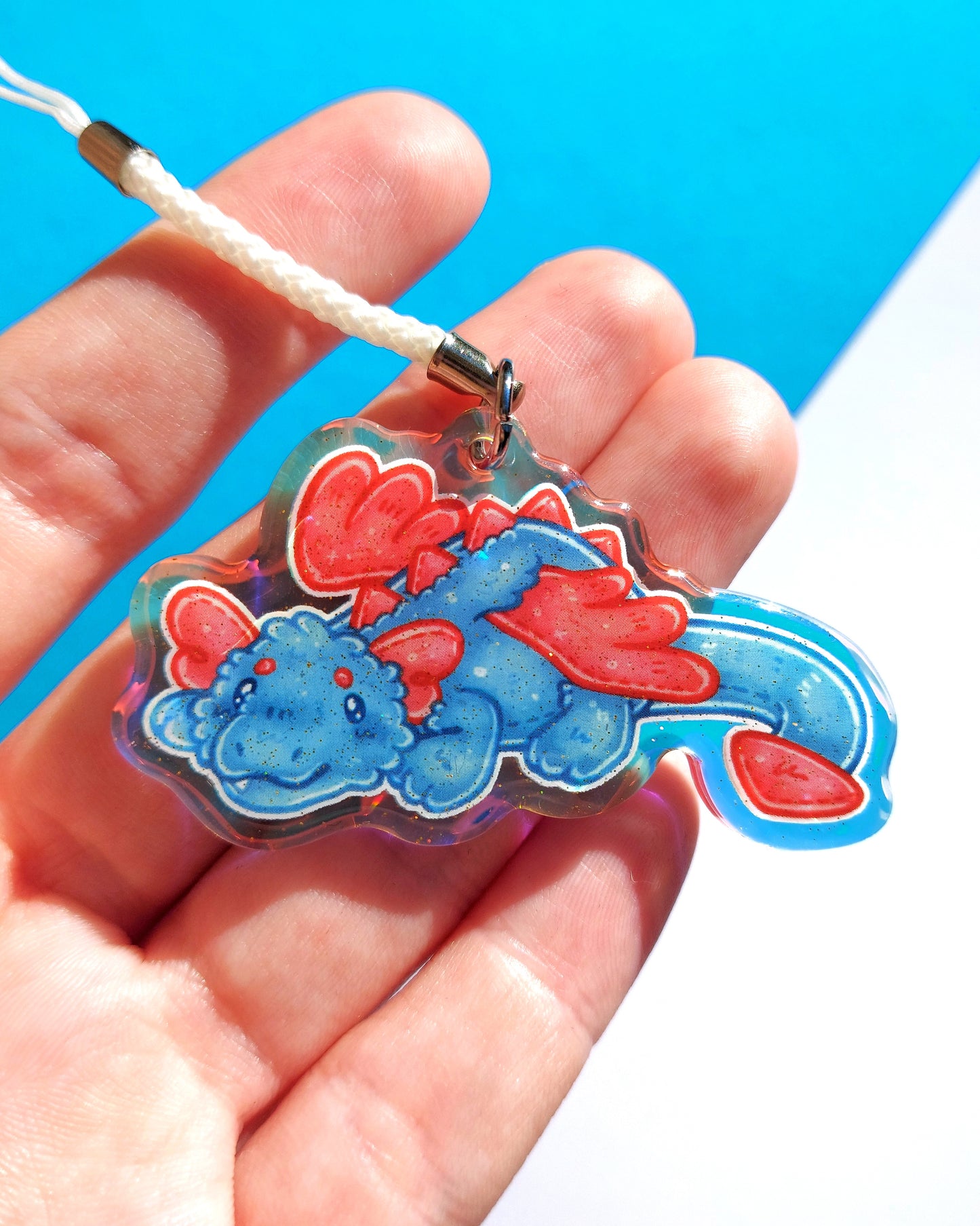 Dragon Rainbow Glitter Epoxy Acrylic Phone Charms