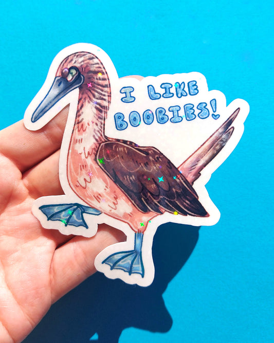 Blue Footed Booby Sparkly Vinyl Sticker