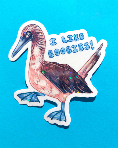 Blue Footed Booby Sparkly Vinyl Sticker