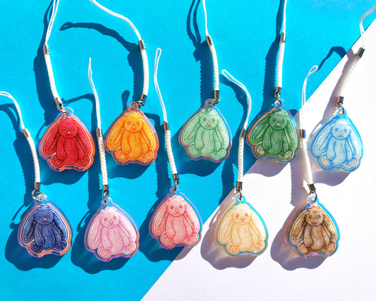 Bunny Rainbow Glitter Epoxy Acrylic Phone Charms