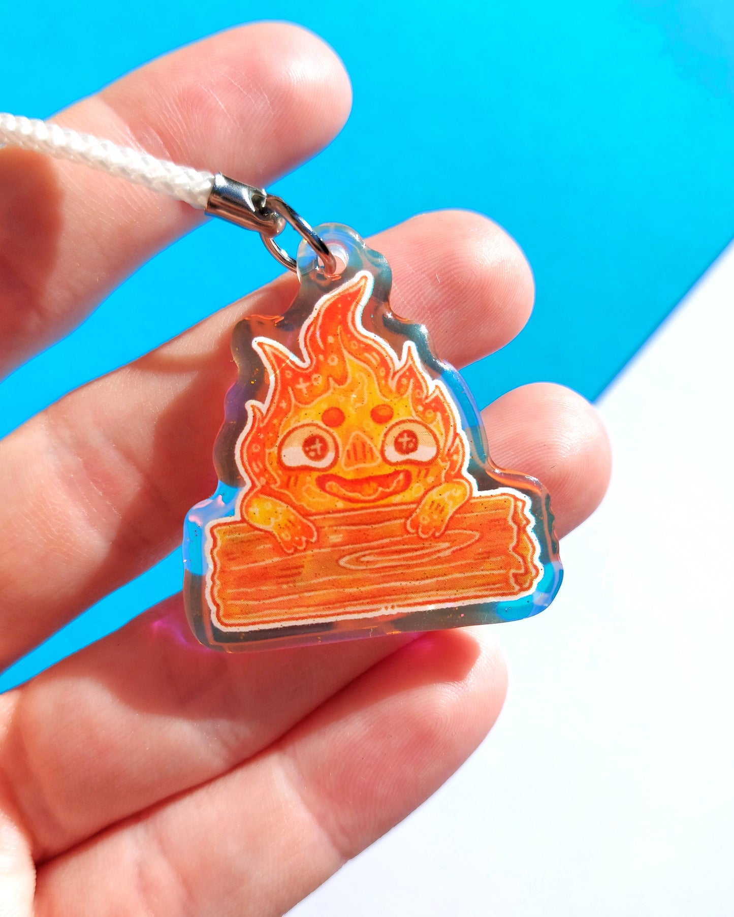 Ghibli Creature Rainbow Glitter Epoxy Acrylic Phone Charms
