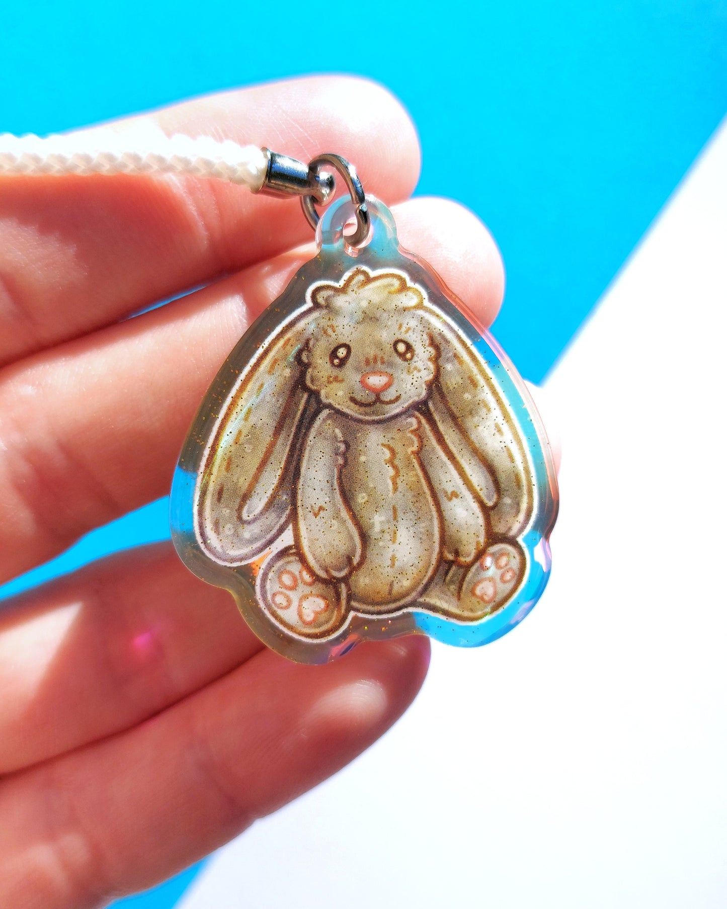 Bunny Rainbow Glitter Epoxy Acrylic Phone Charms