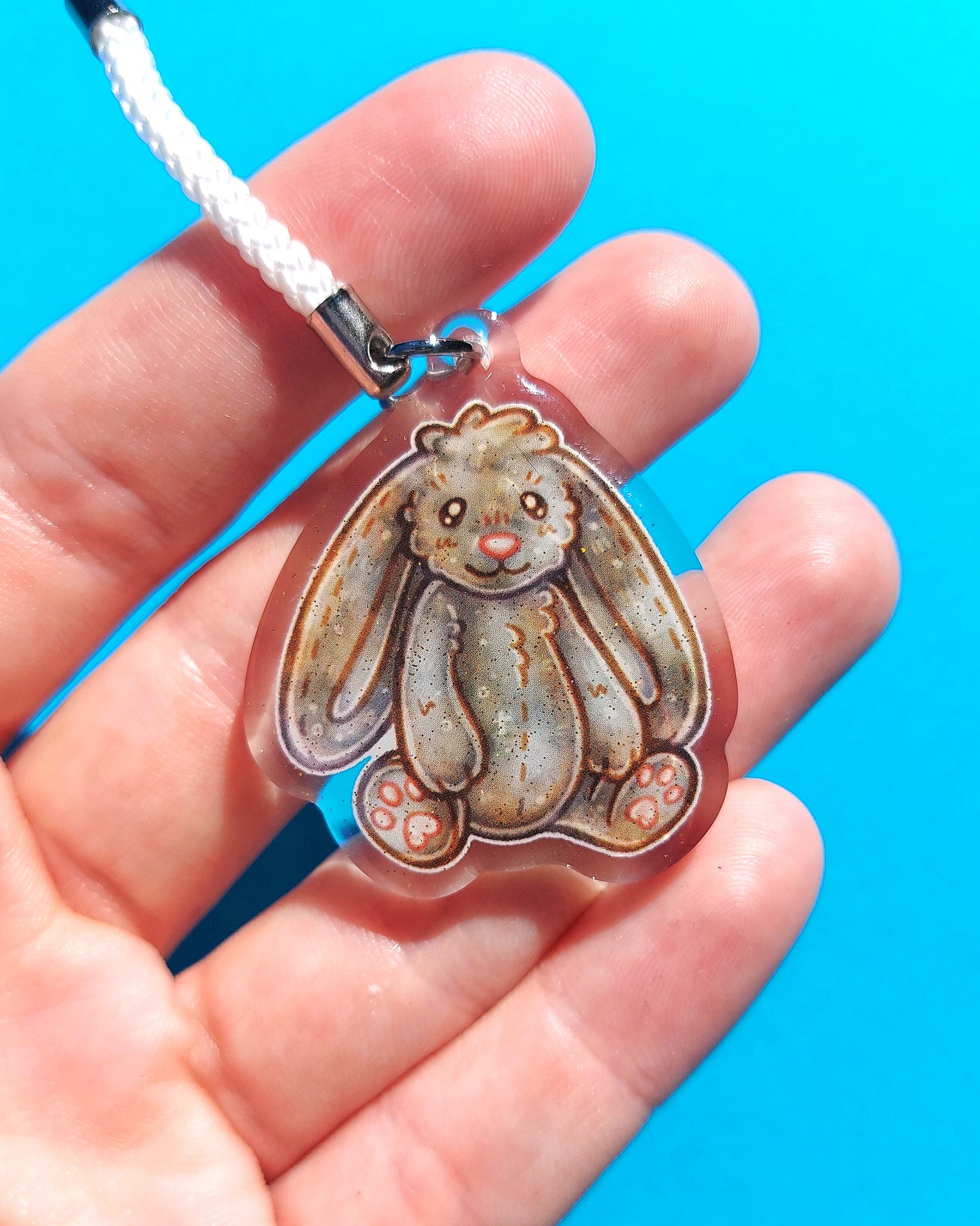Bunny Clear Glitter Epoxy Acrylic Phone Charms