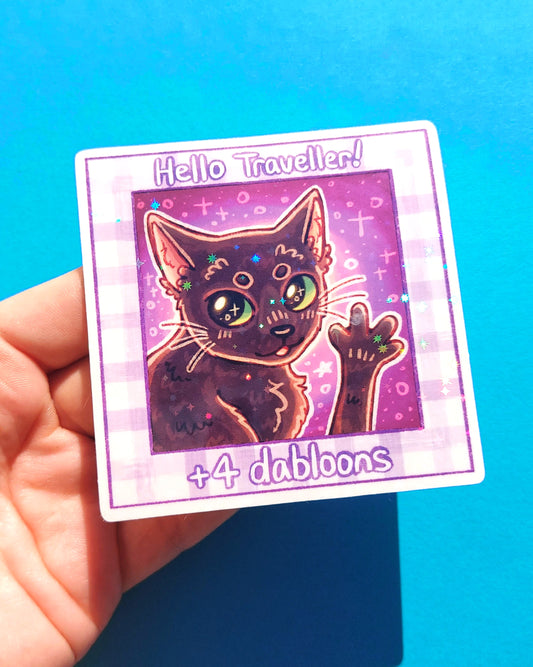 Dabloon Cat Sparkly Sticker