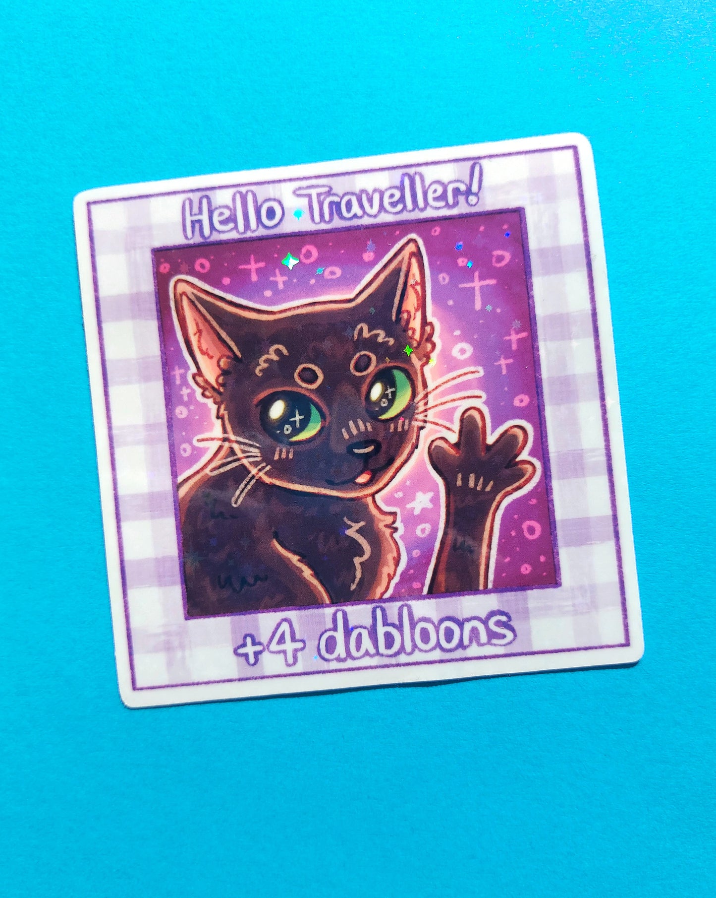 Dabloon Cat Sparkly Sticker