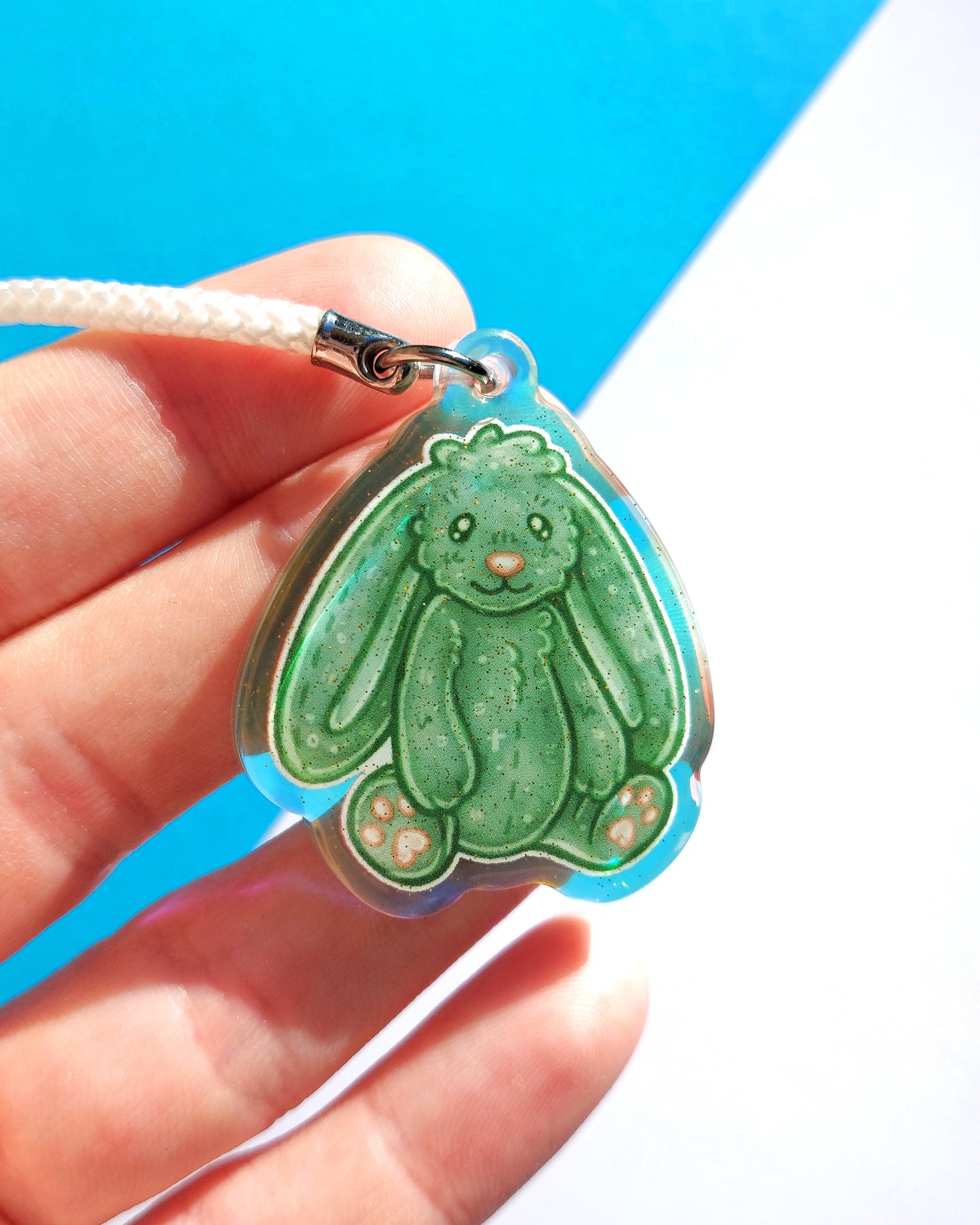 Bunny Rainbow Glitter Epoxy Acrylic Phone Charms