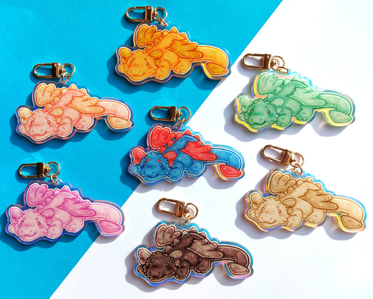 Dragon Rainbow Acrylic Glitter Epoxy Charms