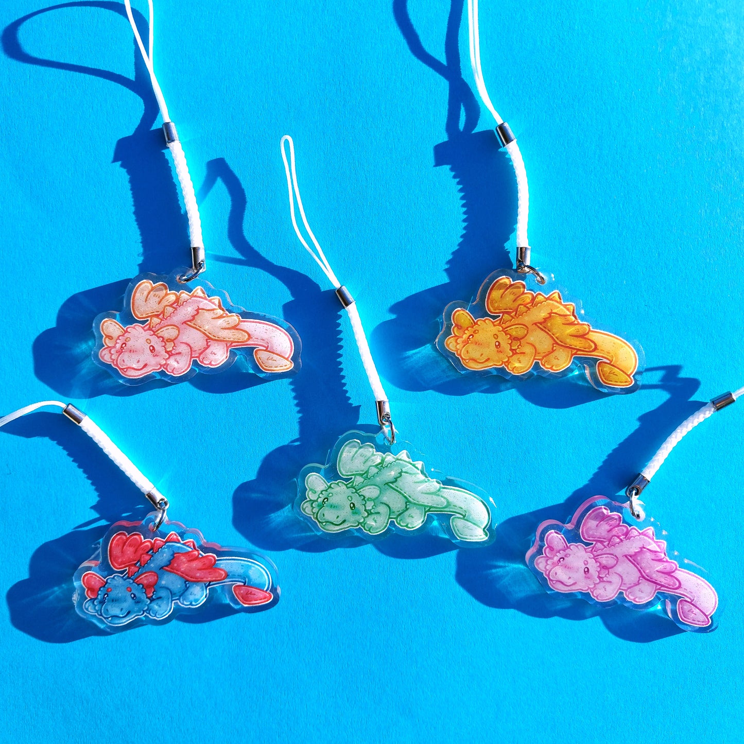 Dragon Clear Glitter Epoxy Acrylic Phone Charms