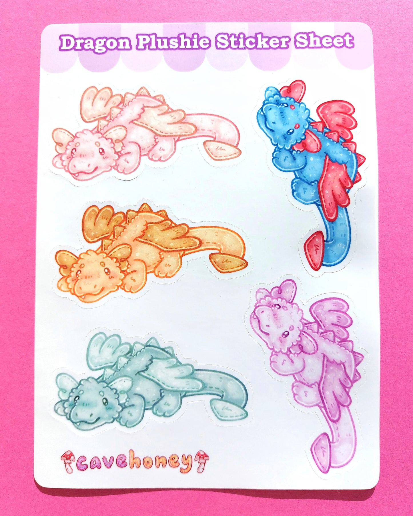 Dragon Plushie Vinyl Sticker Sheet