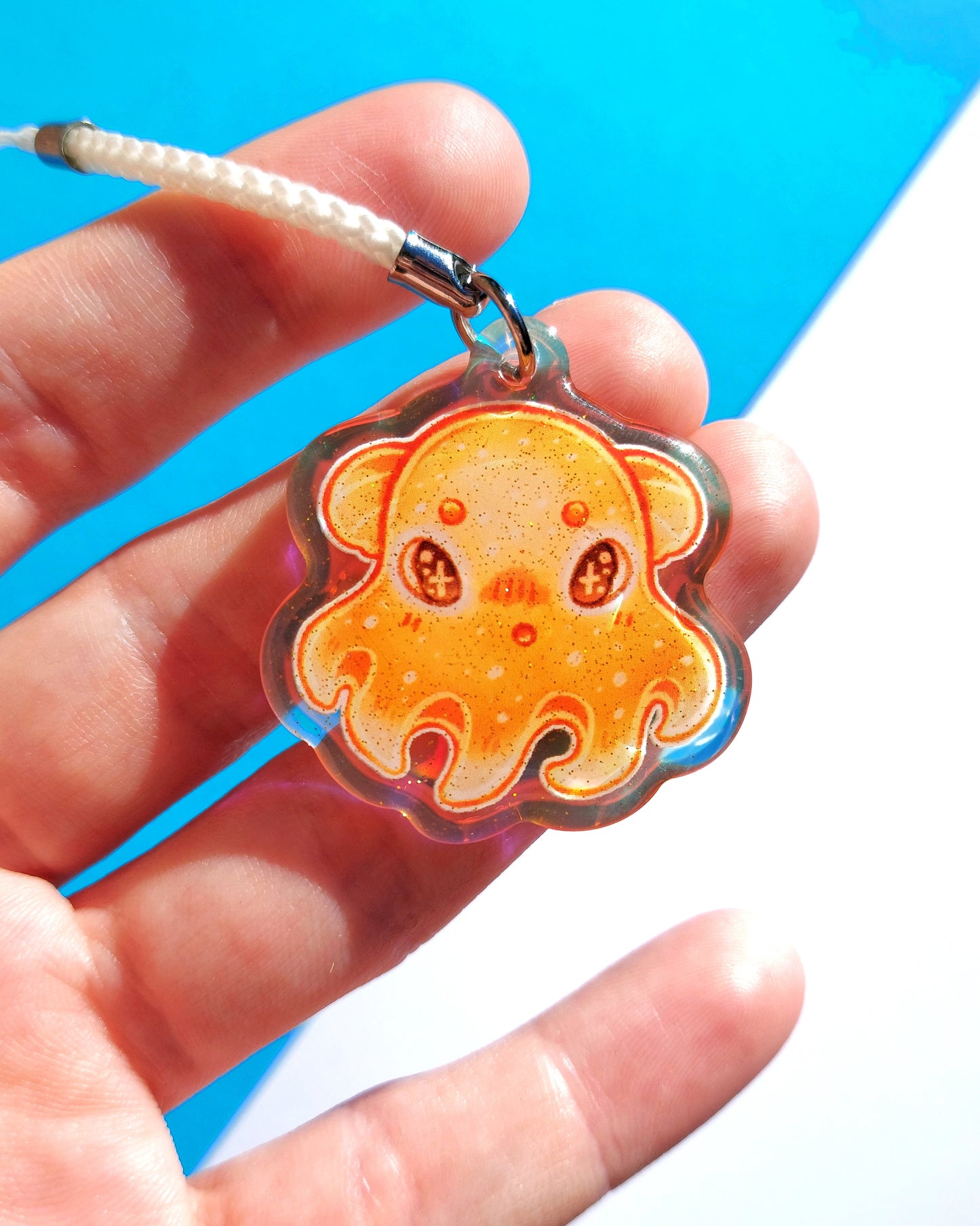 Sea Creature Rainbow Glitter Epoxy Acrylic Phone Charms