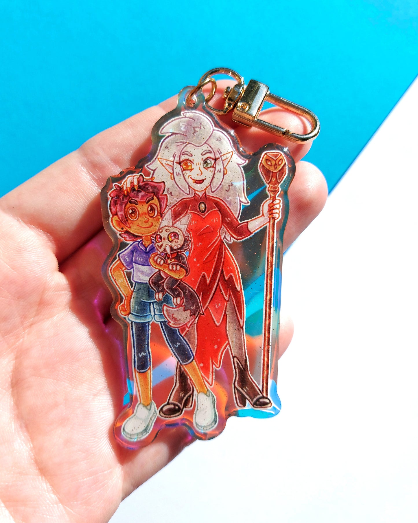Owl House Rainbow Glitter Epoxy Acrylic Charms