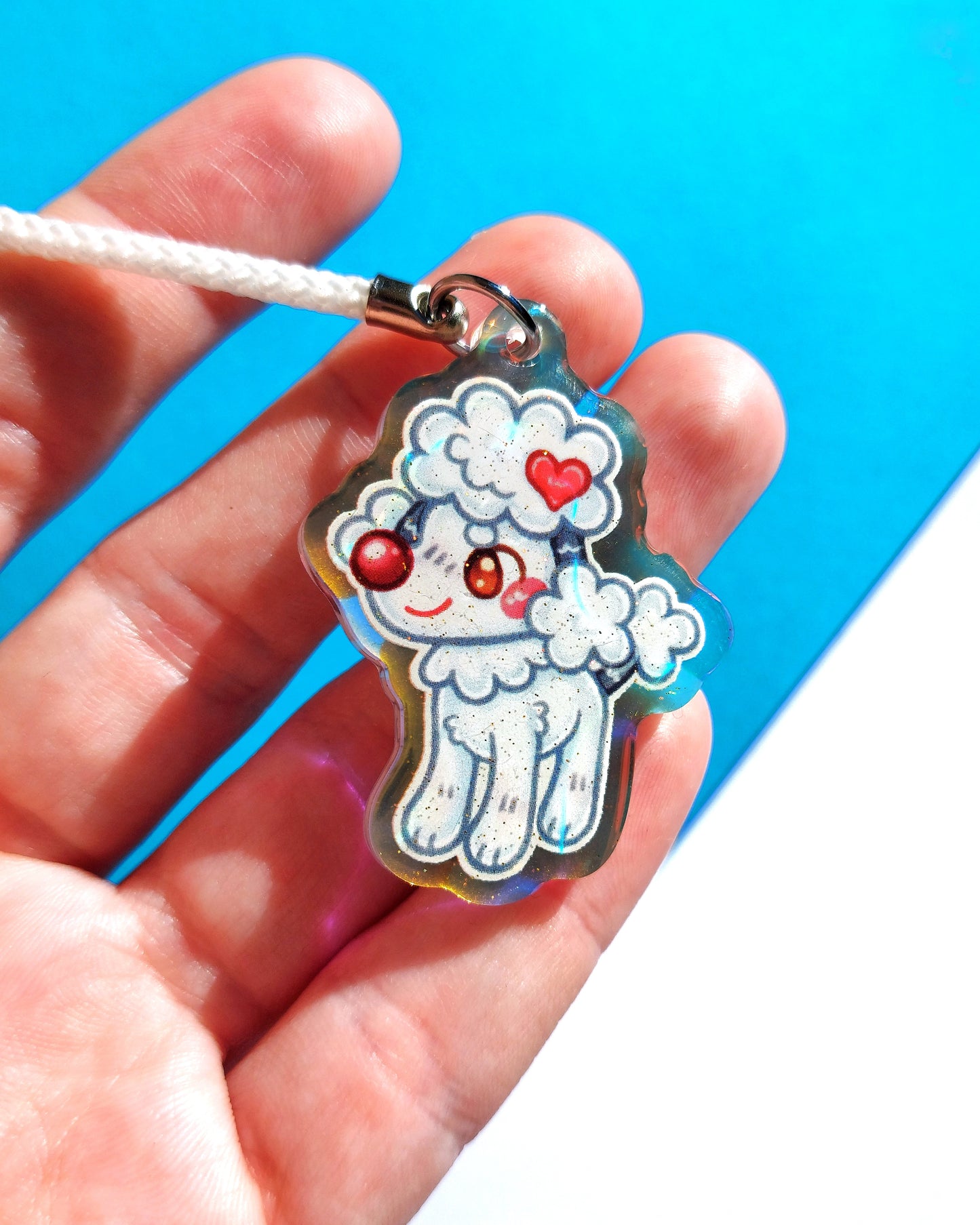 Puppy Moshlings Rainbow Glitter Epoxy Acrylic Phone Charms