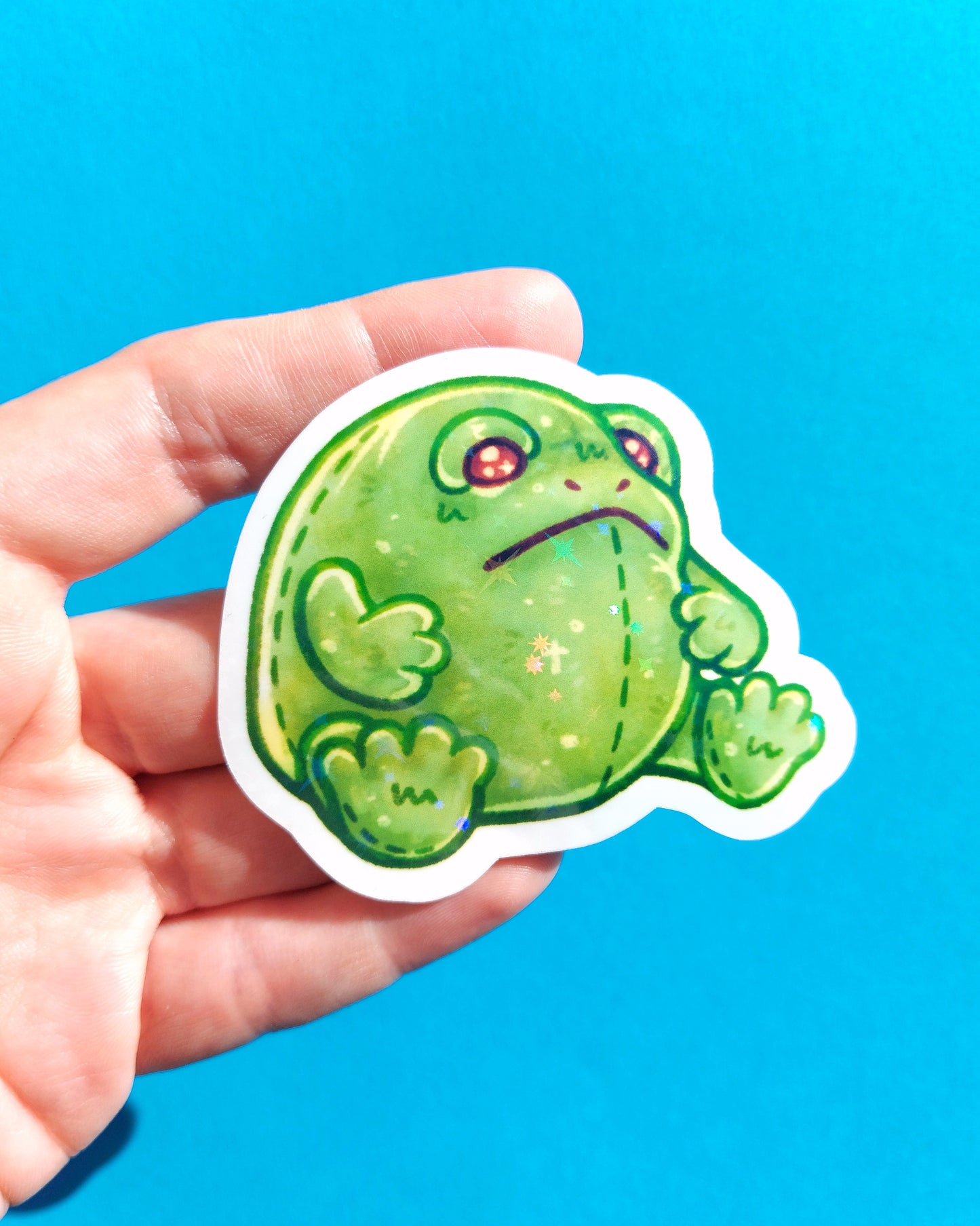 Plushie Frog Sparkly Vinyl Sticker
