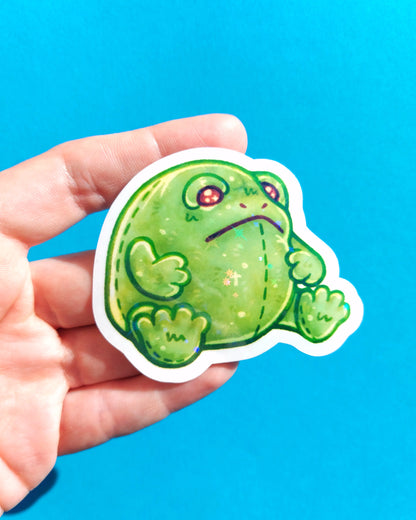 Plushie Frog Sparkly Vinyl Sticker