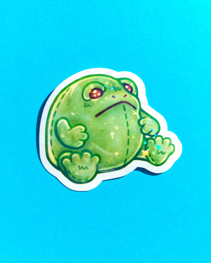 Plushie Frog Sparkly Vinyl Sticker