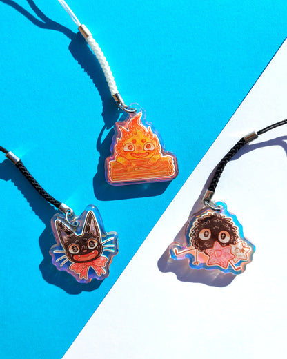 Ghibli Creature Rainbow Glitter Epoxy Acrylic Phone Charms