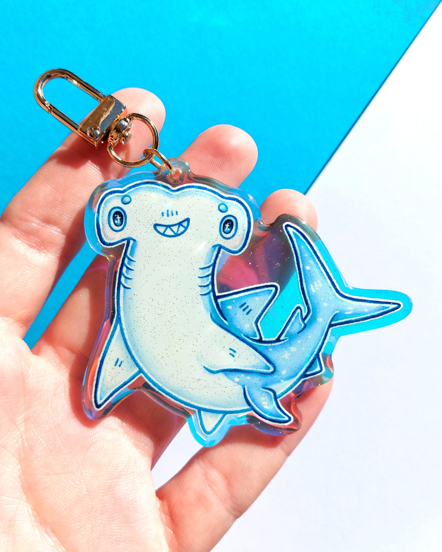 Shark Rainbow Glitter Epoxy Acrylic Charms