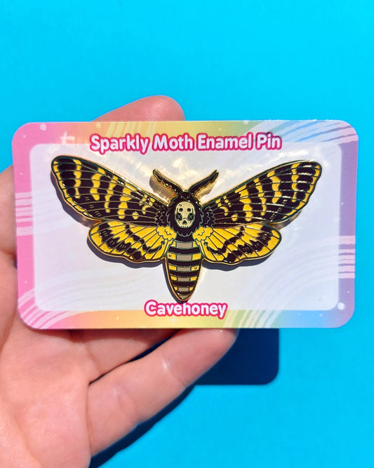 Death's Head Hawkmoth Glittery Enamel Pin