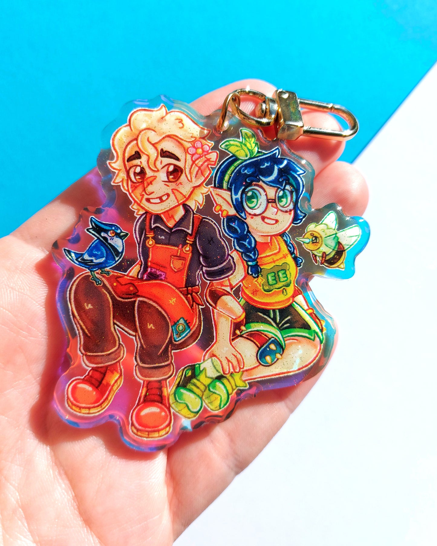 Owl House Rainbow Glitter Epoxy Acrylic Charms