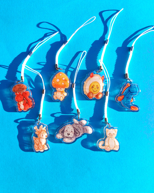 Jellycat Plushie Clear Glitter Epoxy Acrylic Phone Charms