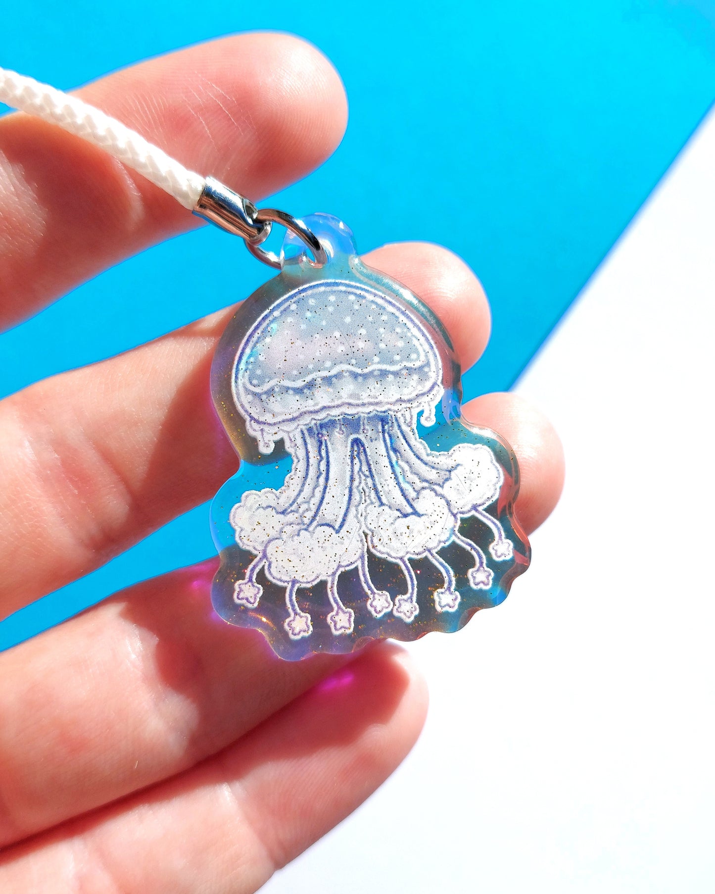 Sea Creature Rainbow Glitter Epoxy Acrylic Phone Charms