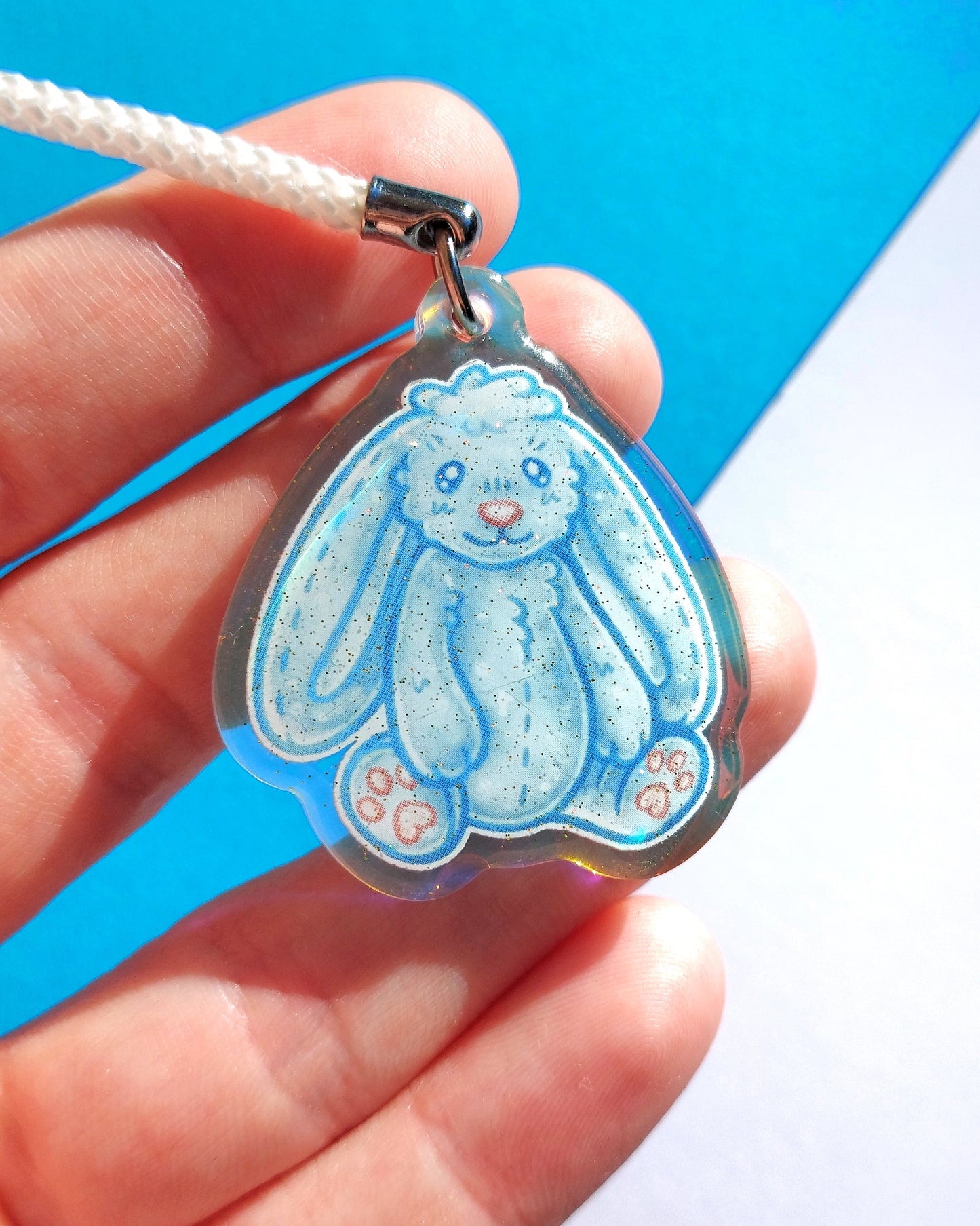 Bunny Rainbow Glitter Epoxy Acrylic Phone Charms