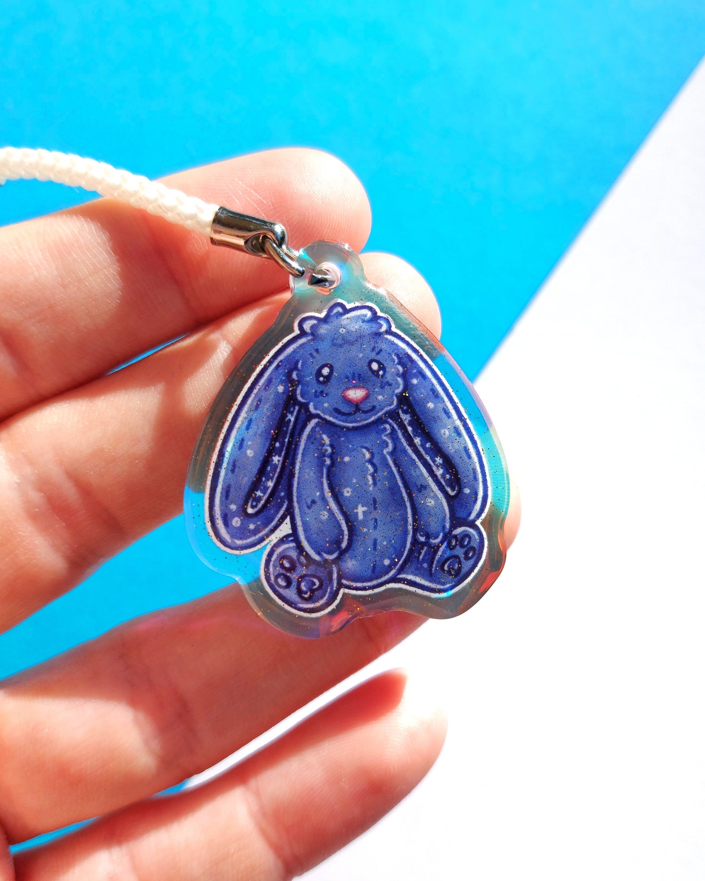 Bunny Rainbow Glitter Epoxy Acrylic Phone Charms