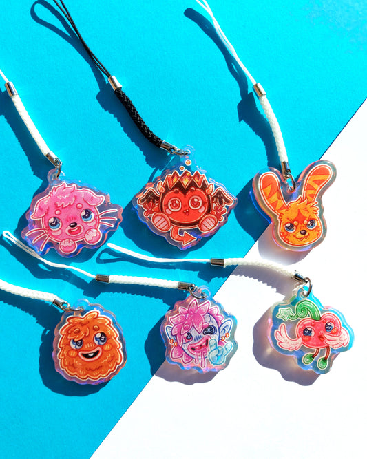 Moshi Monster Rainbow Glitter Epoxy Acrylic Charms