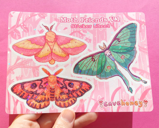 Moth V.1 Sparkly Sticker Sheet