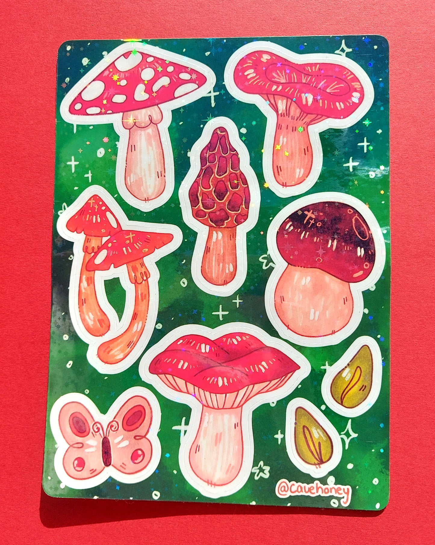 Mushroom Sparkly Vinyl Sticker Sheet