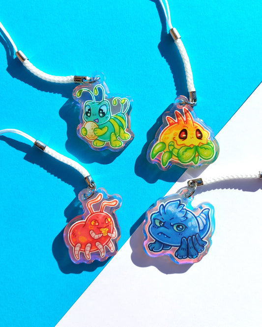 Neopets Habitarium Rainbow Glitter Epoxy Acrylic Phone Charms