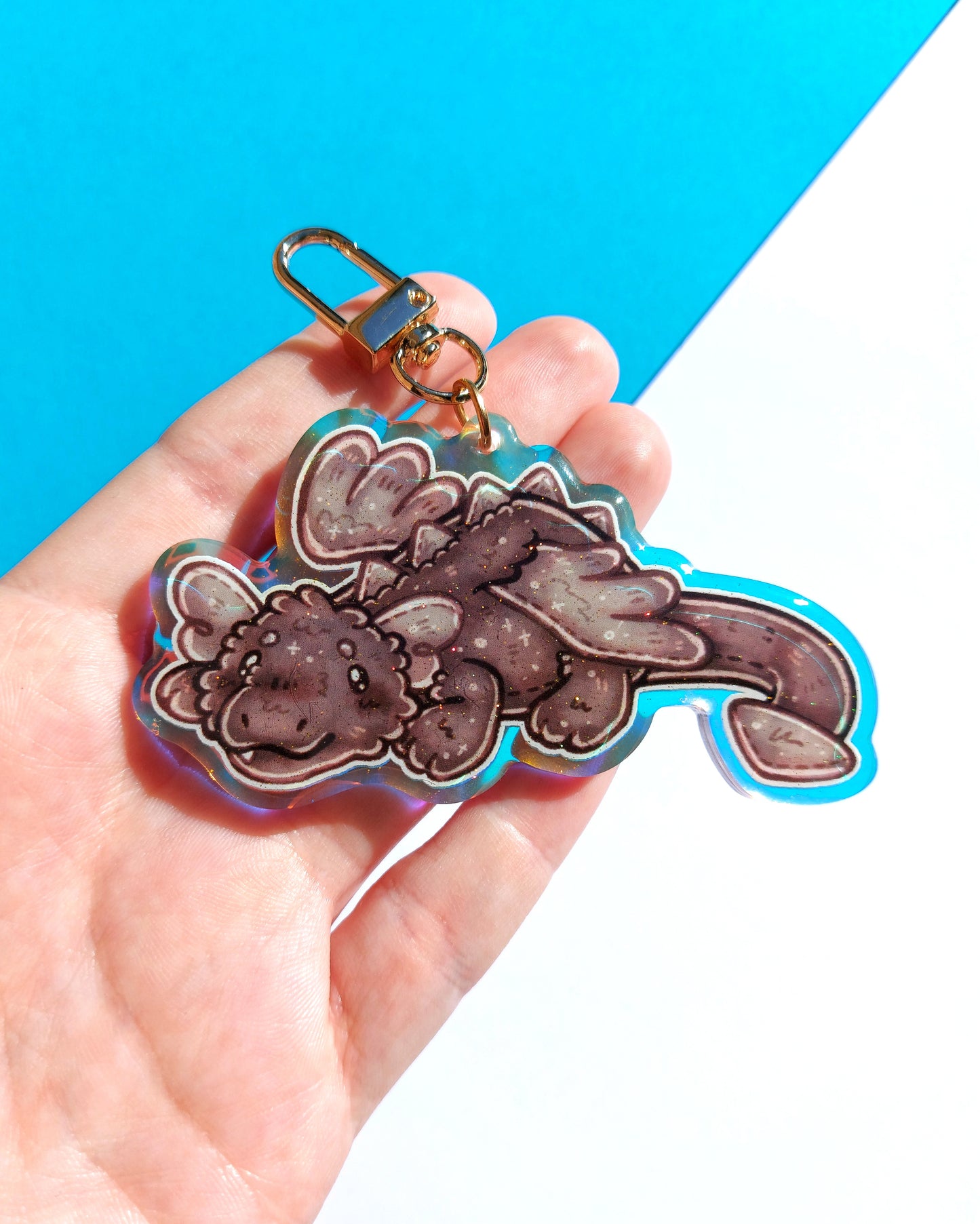 Dragon Rainbow Acrylic Glitter Epoxy Charms