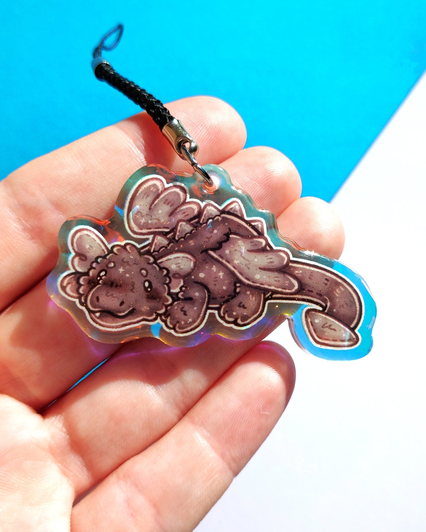 Dragon Rainbow Glitter Epoxy Acrylic Phone Charms