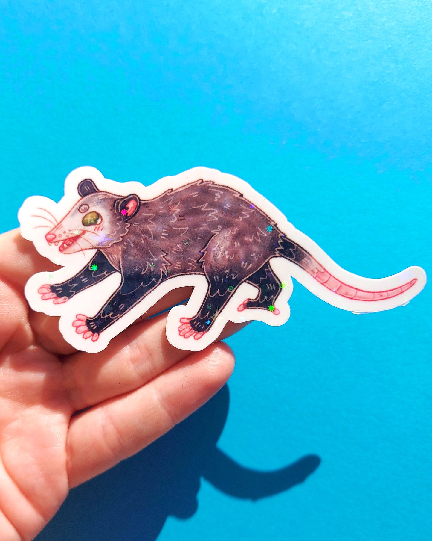 Opossum Sparkly Vinyl Sticker