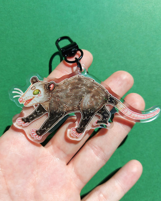 Opossum Glitter Epoxy Acrylic Charm
