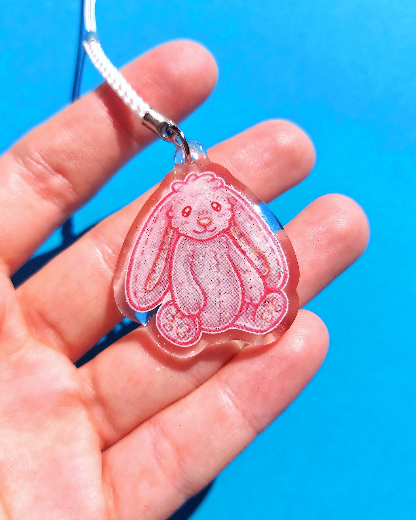 Bunny Clear Glitter Epoxy Acrylic Phone Charms