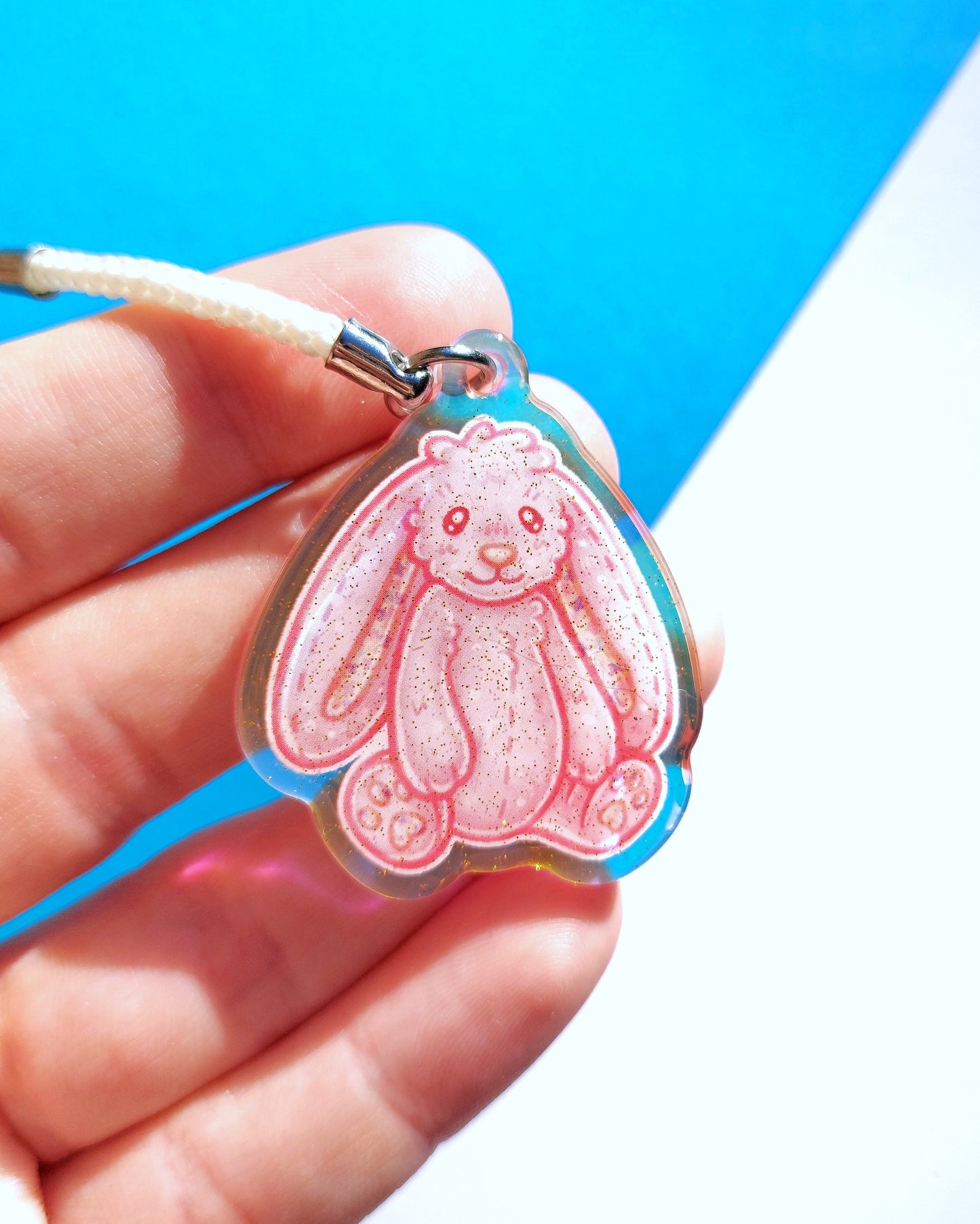 Bunny Rainbow Glitter Epoxy Acrylic Phone Charms