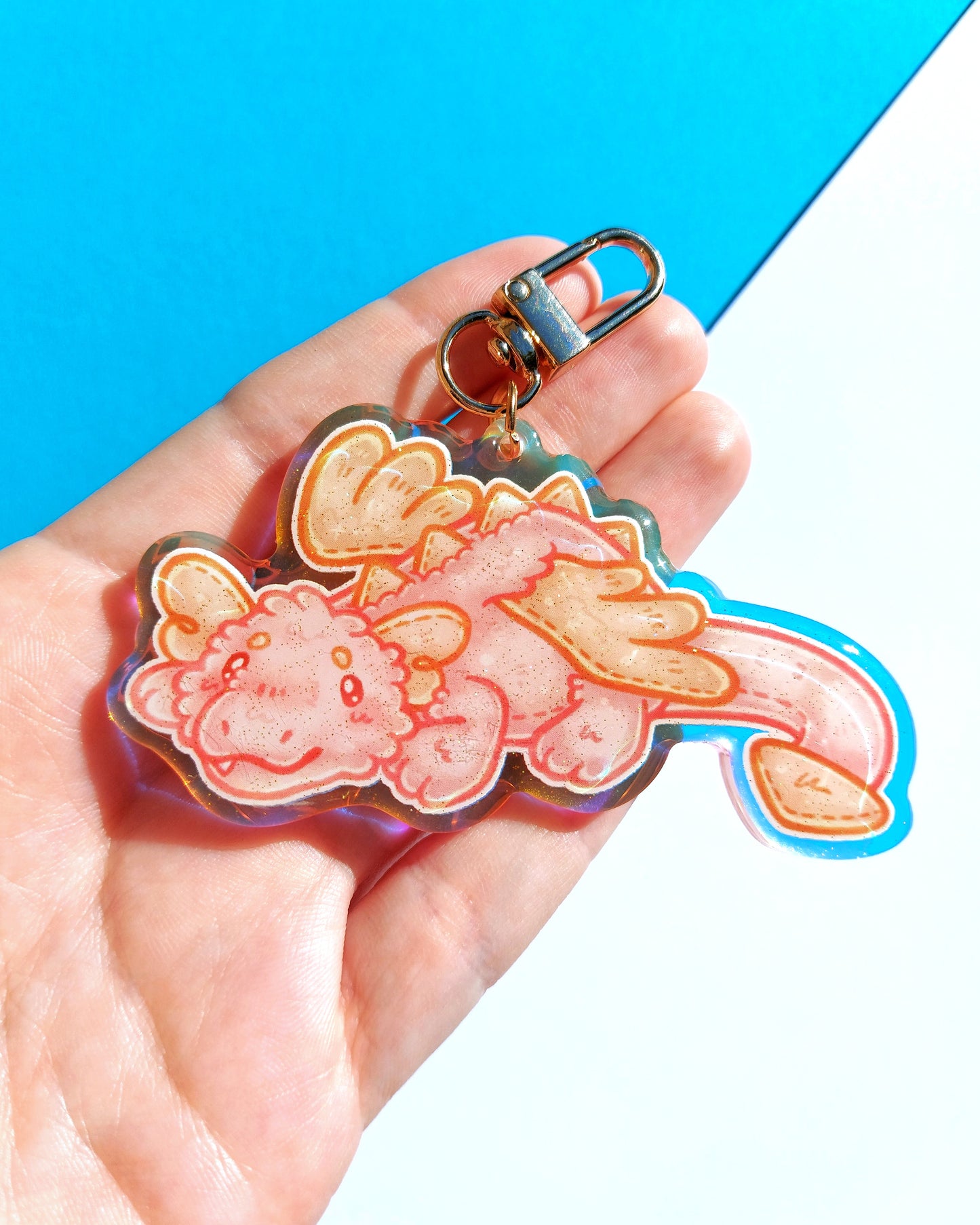 Dragon Rainbow Acrylic Glitter Epoxy Charms
