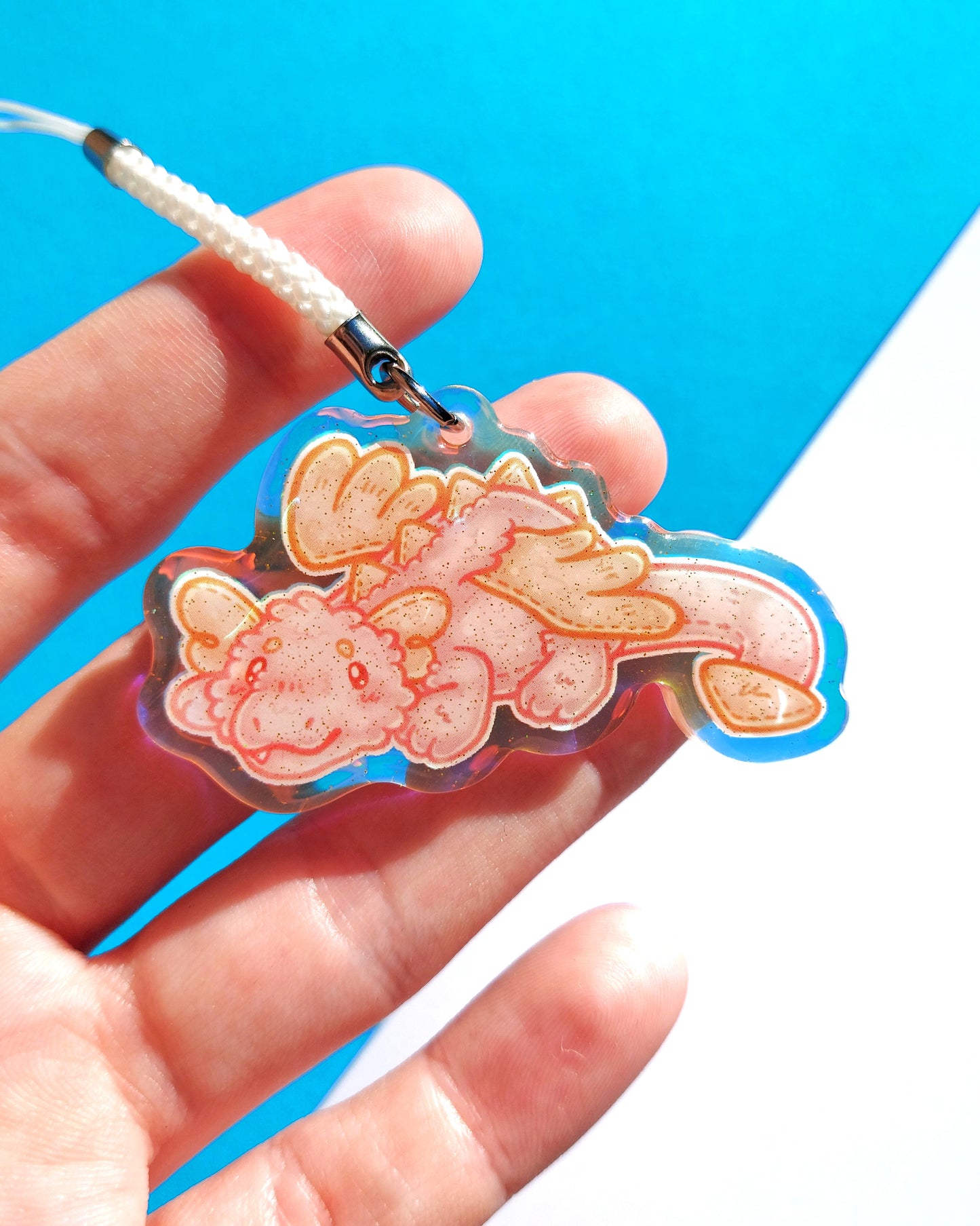 Dragon Rainbow Glitter Epoxy Acrylic Phone Charms